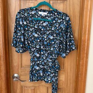 LOFT floral print wrap blouse